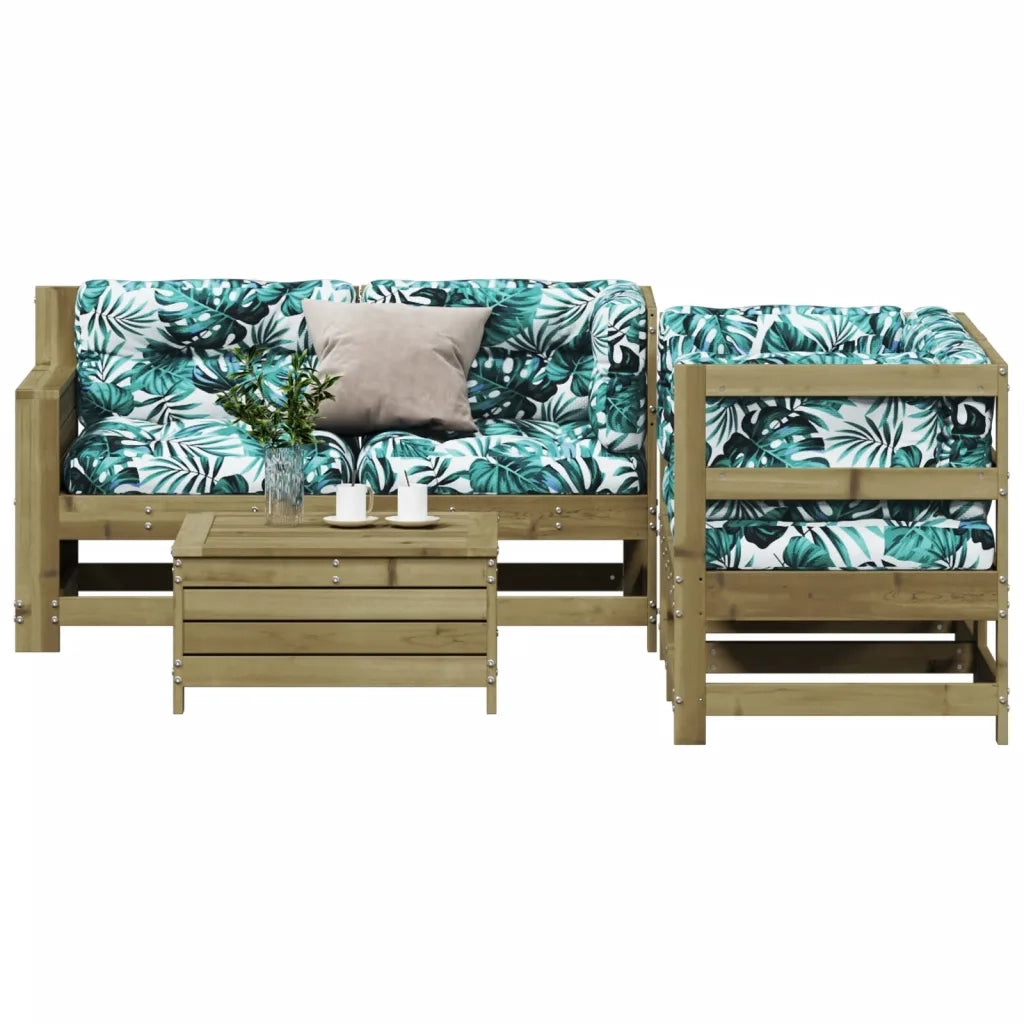 Set Divani da Giardino 5pz con Cuscini Legno Impregnato di Pino