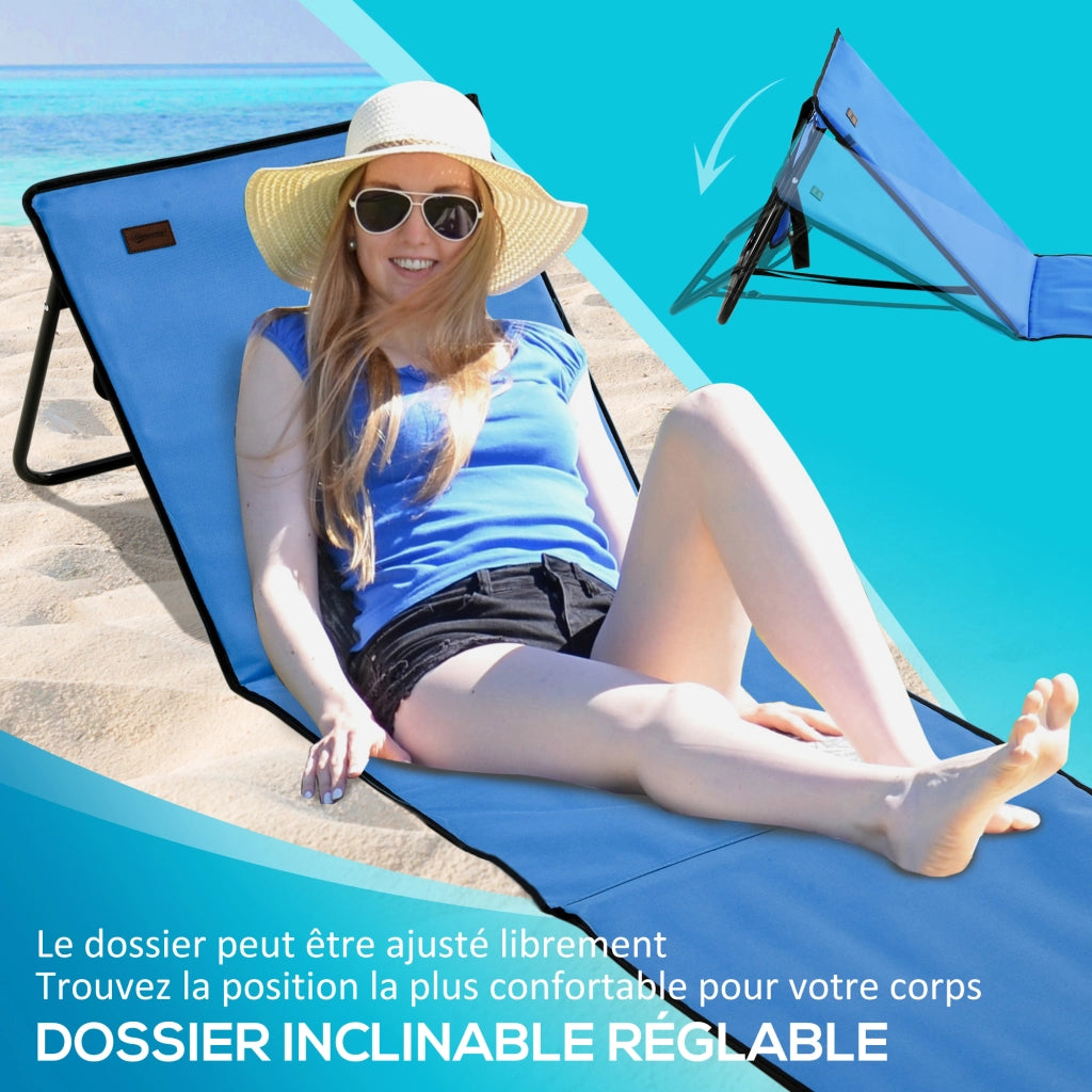 Set di 2 sedie da spiaggia con schienale reclinabile ¨C zephmum ¨C polipropilene blu