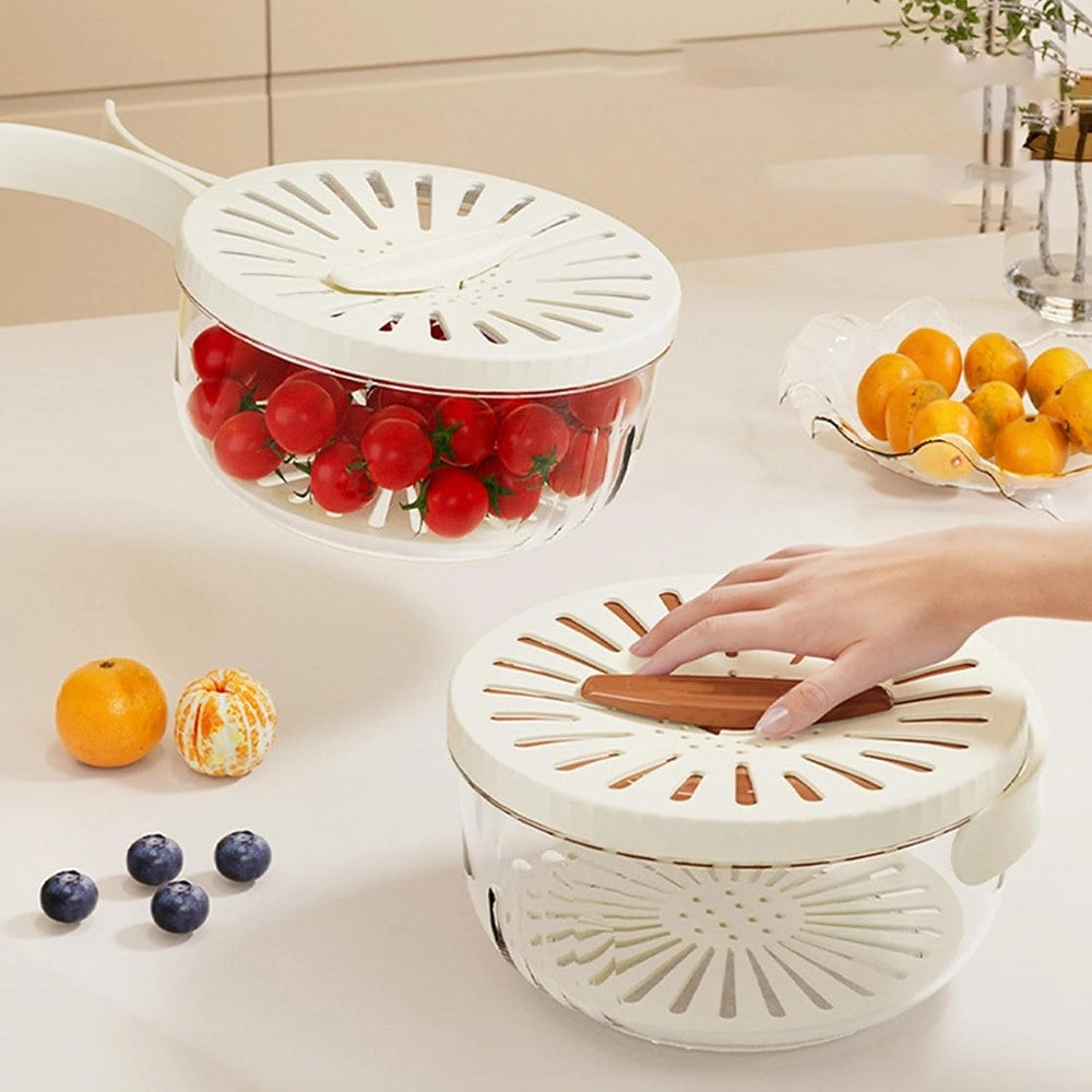 Trade Shop - Cestino Multifunzione Per Lavare Conservare Frutta Verdura Centrifuga Manico Pieghevole -