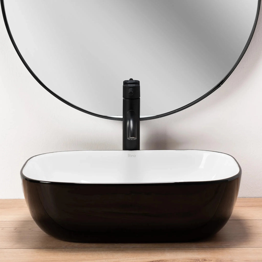 Lavabo Da Appoggio Rea Belinda White Black