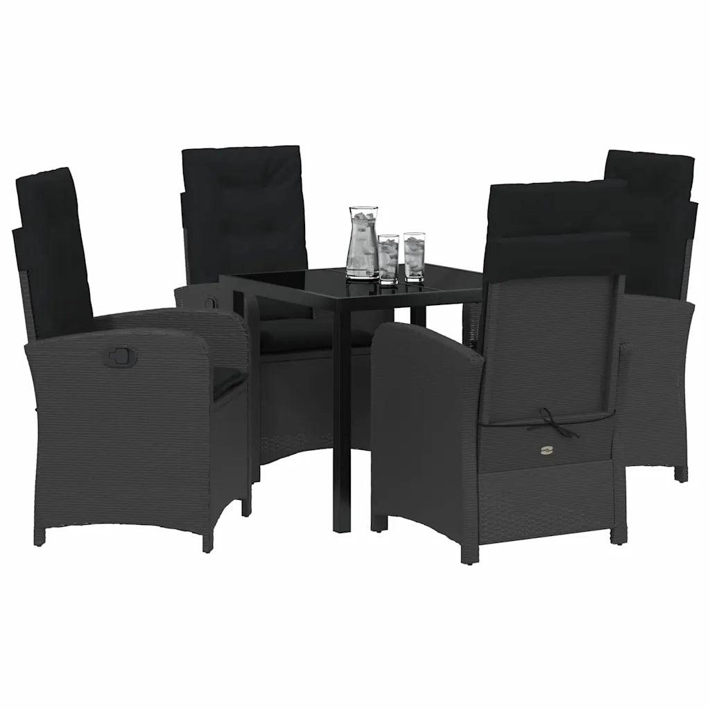 Set da Pranzo per Giardino con cuscino 5 pcs Nero polyrattan 3380261