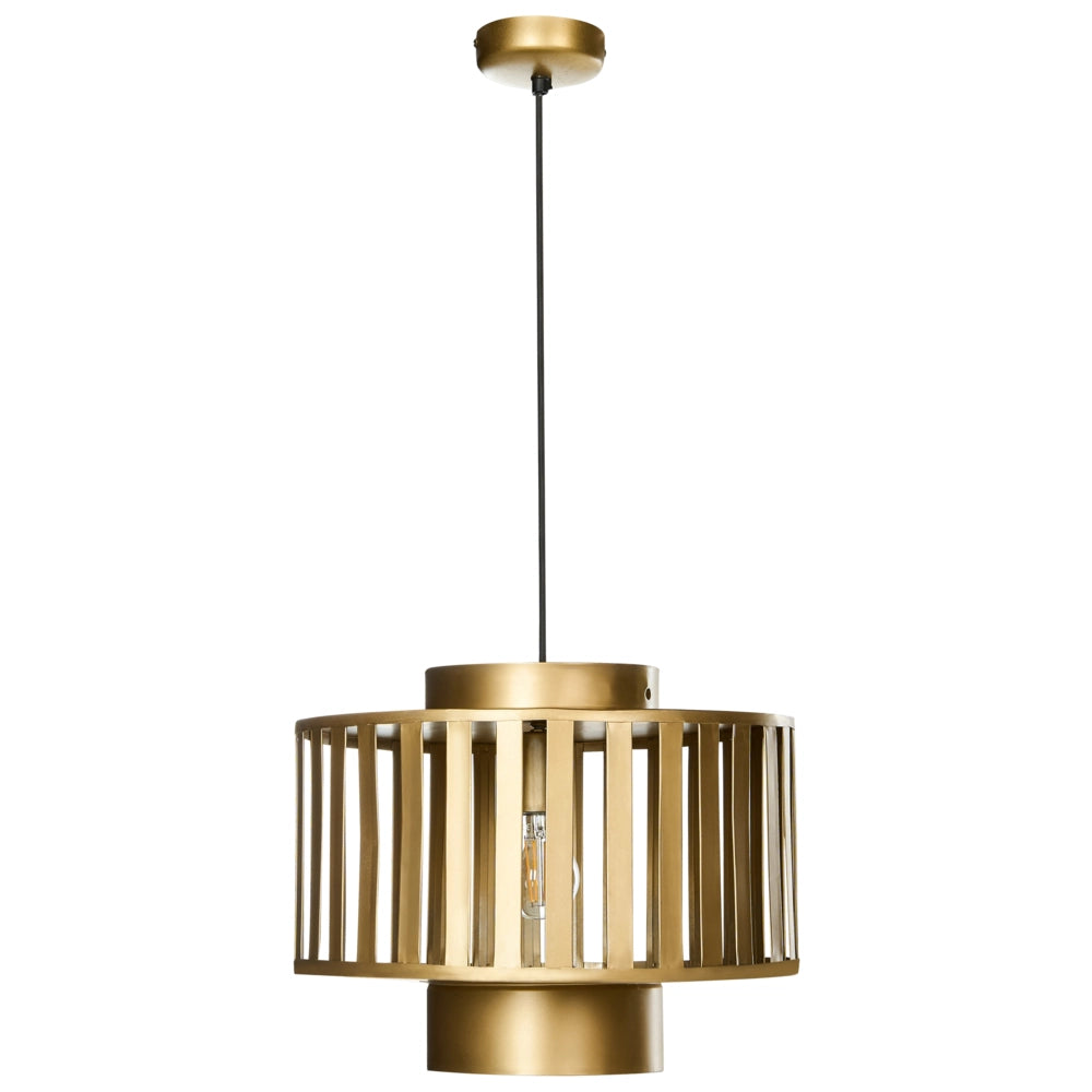 Lampada a sospensione in metallo ottone ferro paralume rotondo traforato a gabbia luce da soffitto moderna e originale