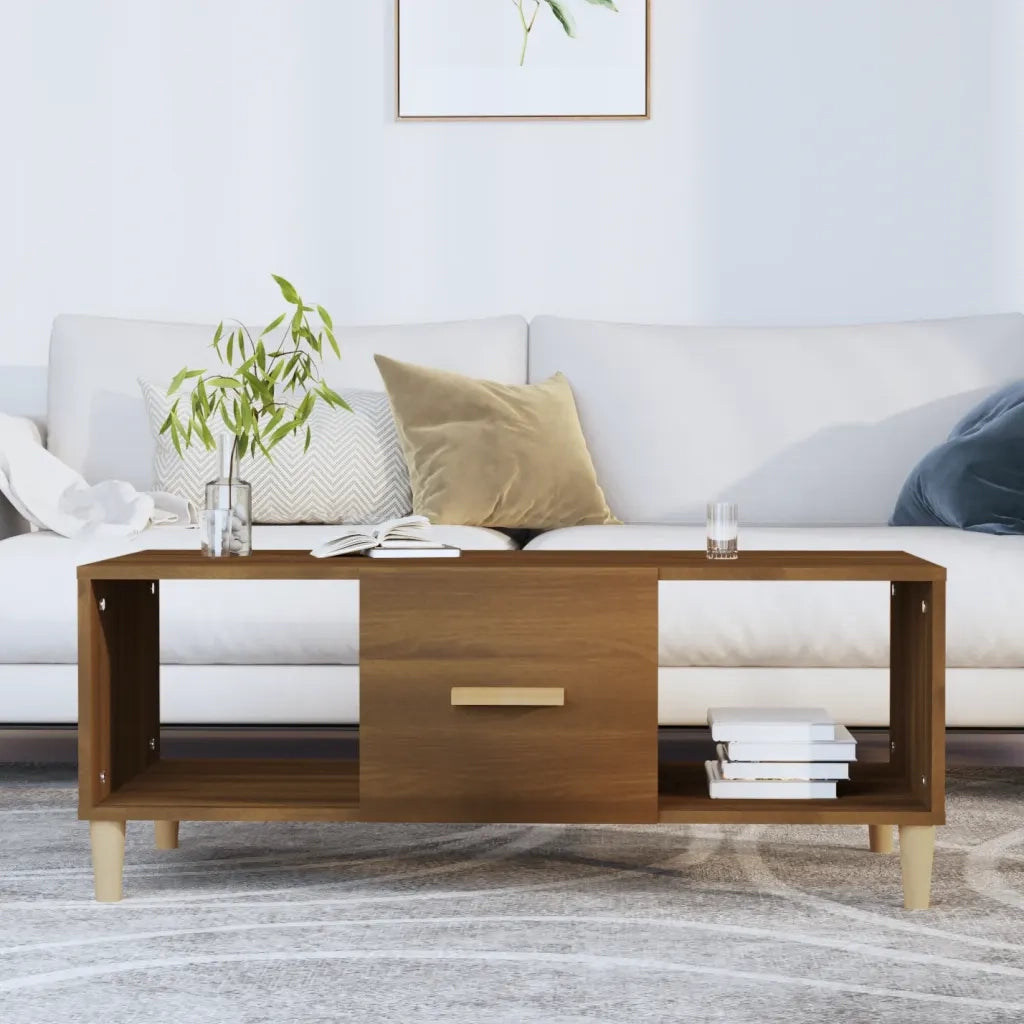 Tavolino salotto | Tavolino da caff¨¨ | Tavolino da Soggiorno Rovere Marrone 102x50x40 cm Legno Multistrato