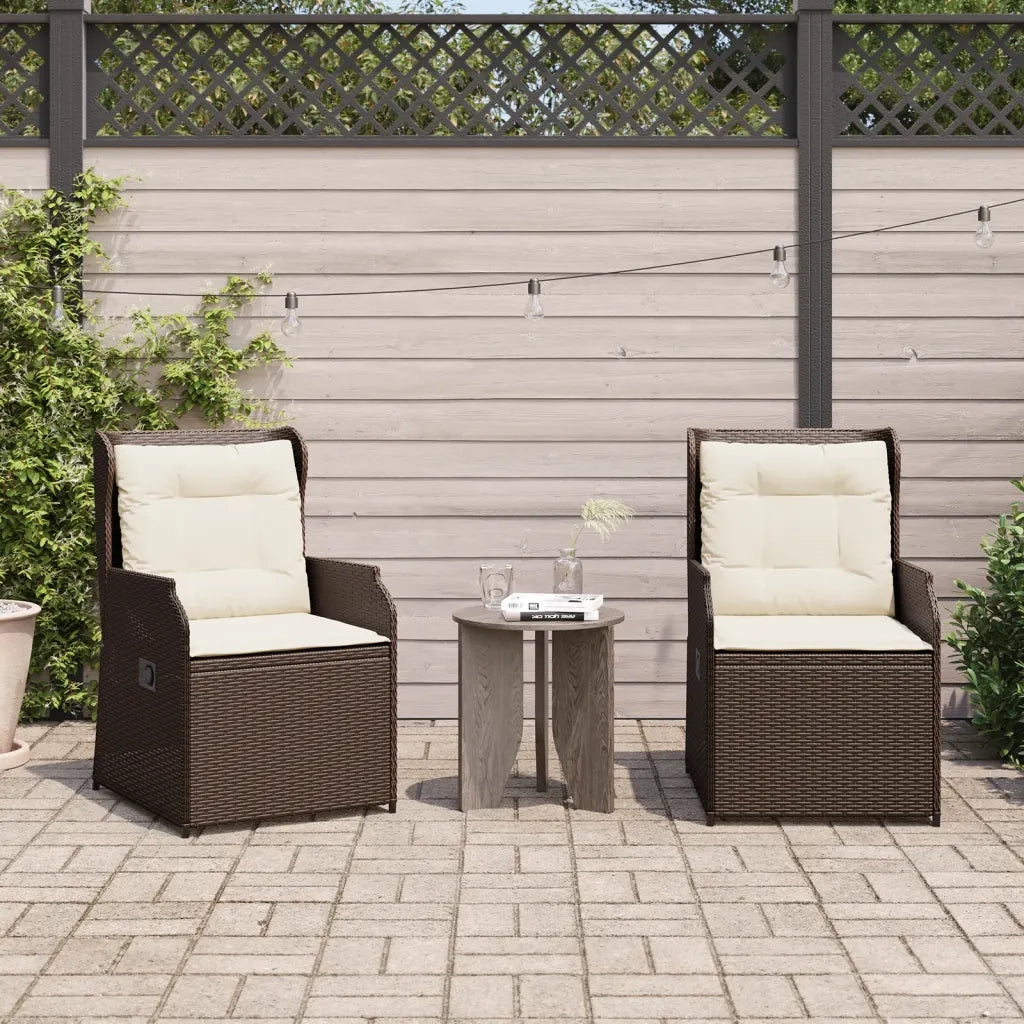Sedie Reclinabili Giardino 2pz con Cuscini Marrone Polyrattan 368992