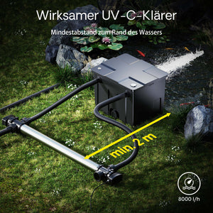 CUV-772 Chiarificatore UV per laghetto, acciaio inox, Sterilizzatore con lampada 72W