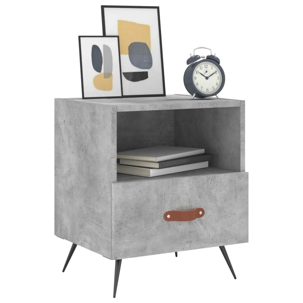 Comodini 2 pz-Set di 2 Tavolino da notte Grigio Cemento 40x35x47,5 cm in Legno Multistrato 207702