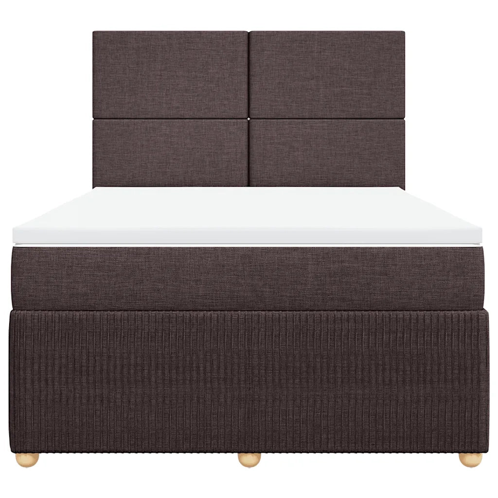 Giroletto a Molle con Materasso Marrone Scuro 160x200cm Tessuto