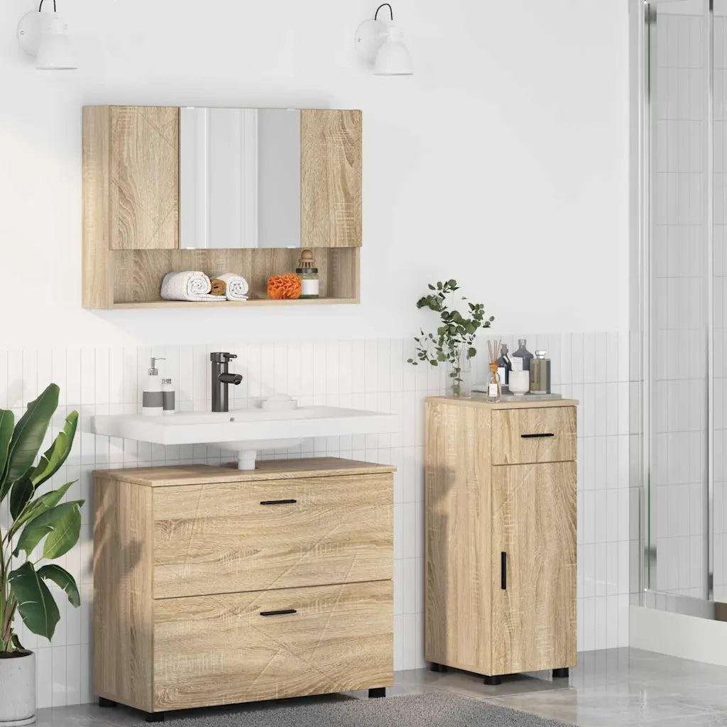 Set di mobili per il bagno con cassetto 3 pcs Rovere Sonoma 3393035