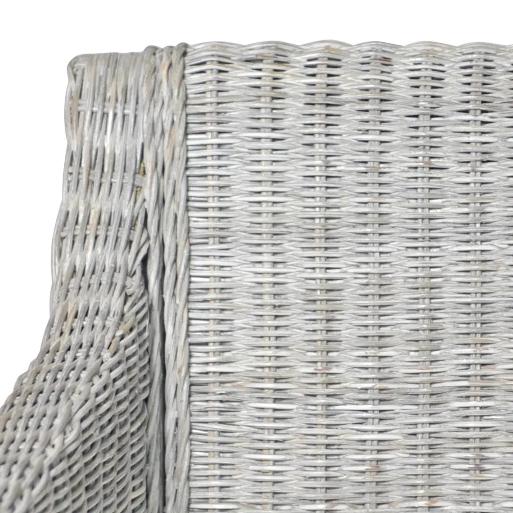 Sedia da Pranzo con Cuscino Grigio in Rattan Naturale cod mxl 25609