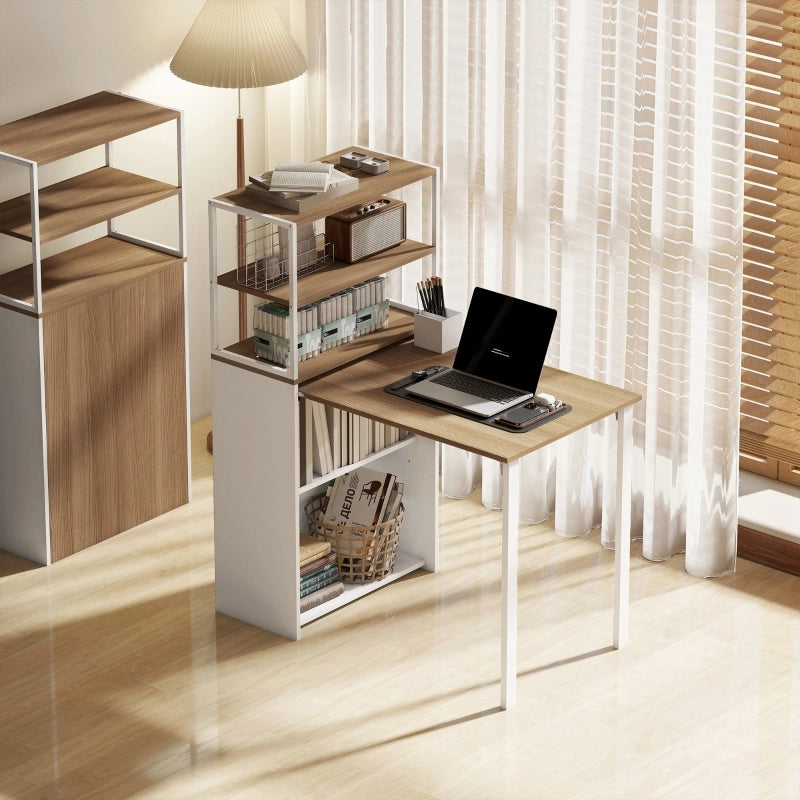 SCRIVANIA Pieghevole con 4 Ripiani 105 x 60 x 127 cm Legno Naturale