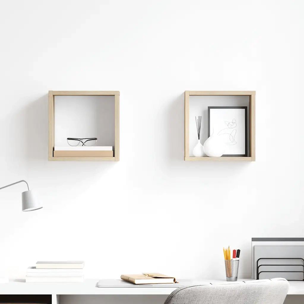 Mensole Parete a Cubo 2 pz Rovere Sonoma 26x15x26 cm 807034