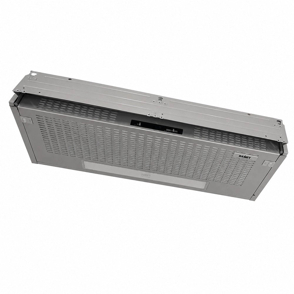 Samet, Cappa Aspirante da Incasso 90 cm Estraibile con Luce LED e Potenza 300 m³/h, Colore Alluminio, 90x30x15 cm