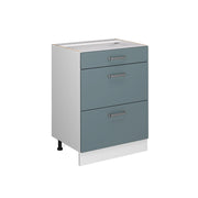Mobiletto base per cucina R-Line Grigio-blu/Bianco 60 cm con cassetti, senza piano di lavoro Vicco