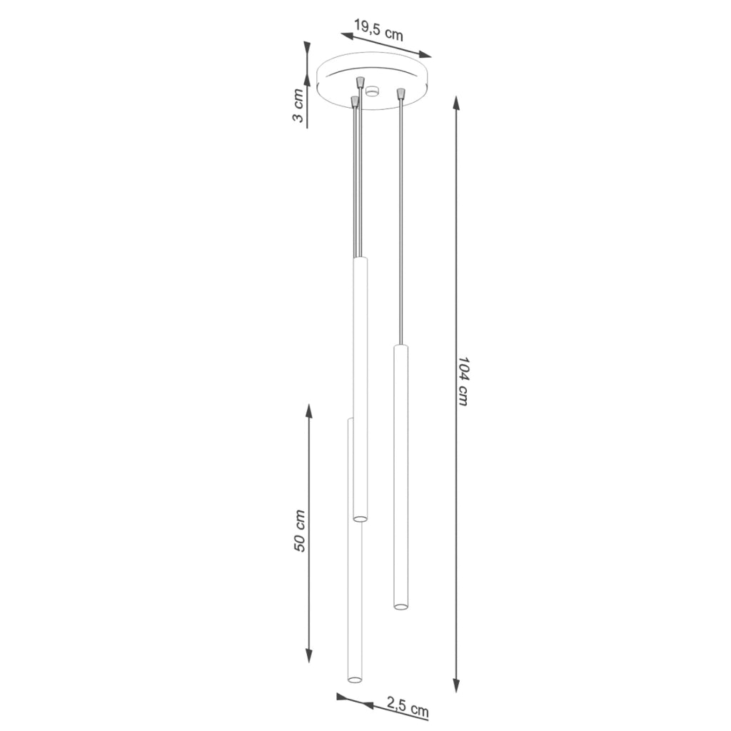 Lampada sospesa moderna ocra rossa Ø20 3xG9 Velino