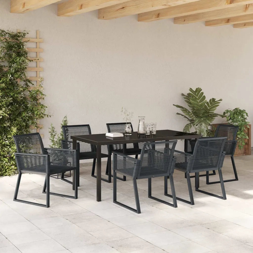 Set da Pranzo per Giardino 7 pcs Nero