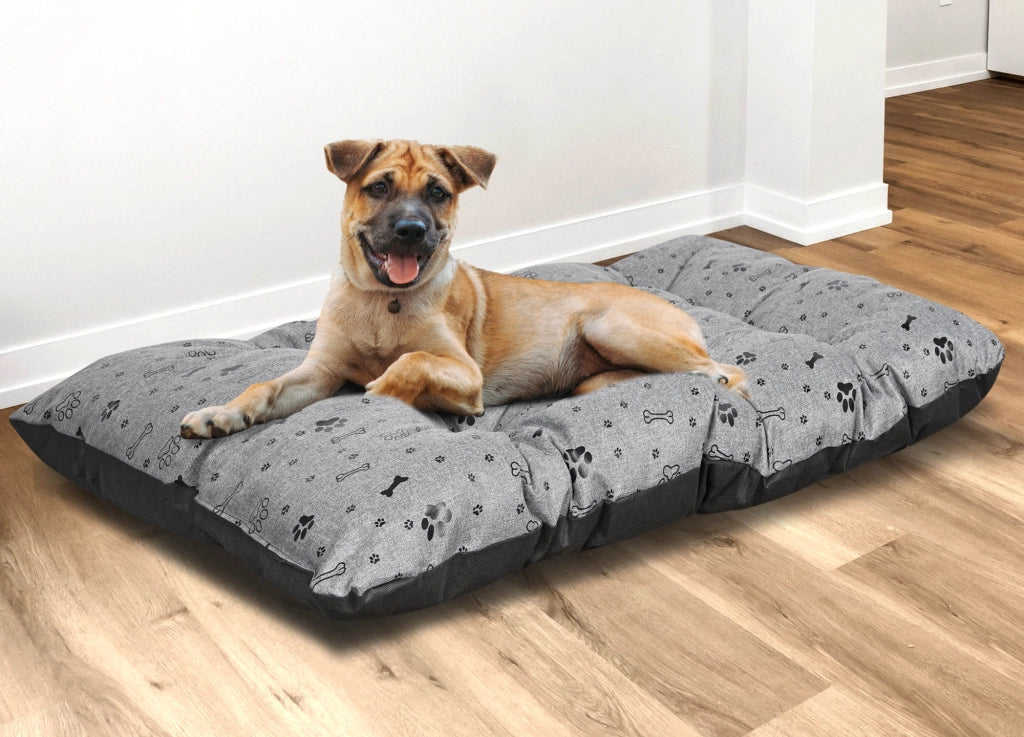 AIO FACTORY 100x70 cm PRESTIGE Letto per cani impermeabile Ossa nere