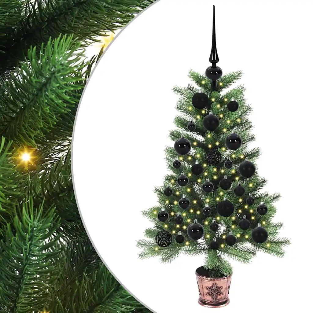 Albero di Natale | Decorazioni natalizie con 150 LED con supporto Verde 90 cm PE