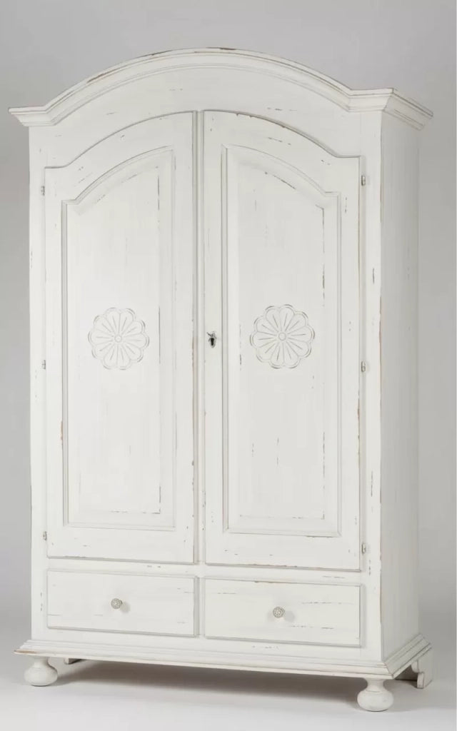 Armadio 2 porte shabby legno bianco consumato 125x61x200 - Mobili 2G