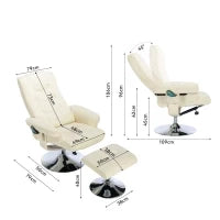 Poltrona girevole massaggiante a 5 punti con funzione riscaldante, in pelle PU, per soggiorno e camera da letto, 79x79x106 cm, Beige