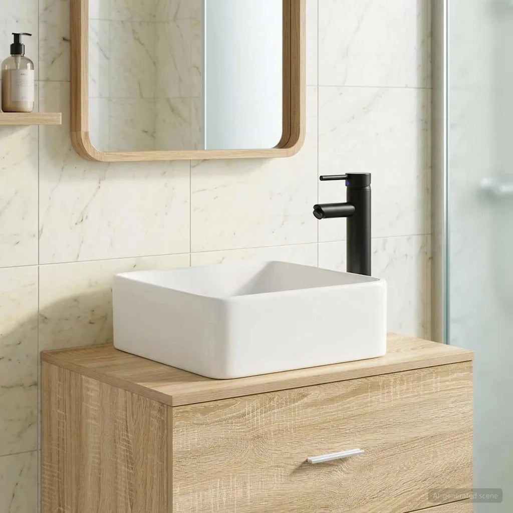 Lavabo da bagno Nero Opaco 36,5 x 36,5 x 13 cm Metallo 890251
