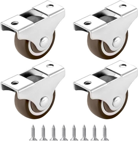 Set di 4 Ruote di Sostegno in Gomma - Silenziose - Ruote di Sostegno con Freno - Sicure per Tipi di Pavimento - Adatte per Interno/Esterno