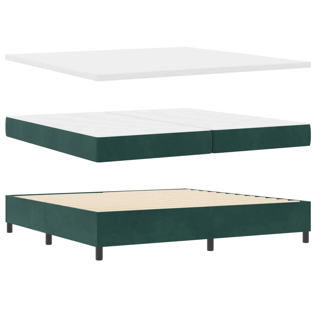 Letto a Sorgente LED Verde Scuro 200 x 200 cm Velluto 3343403
