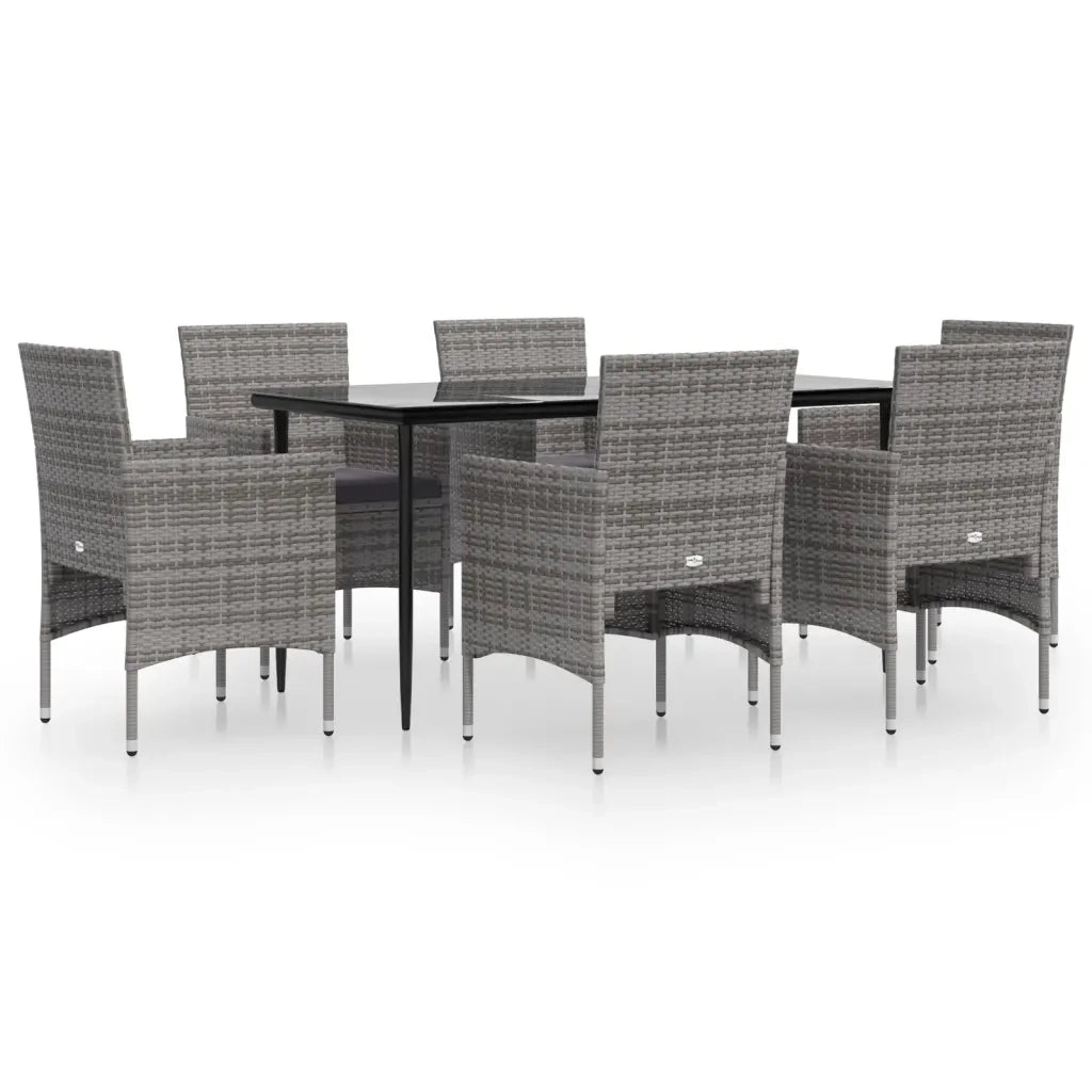 Set da Pranzo da Giardino 7 pz con Cuscini Grigio e Nero cod mxl 35869