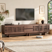 Mobile TV, 4 ante e 2 cassetti, adatto a televisori fino a 80 pollici, 200 x 39.5 x 55 cm, color noce