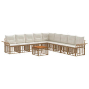 Set di divani da esterno 10 pcs Naturale e Bianco Crema