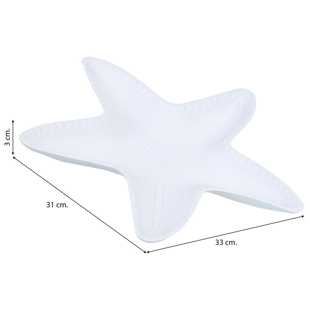 Vassoio decorativo in legno bianco, 33x31x3h cm
