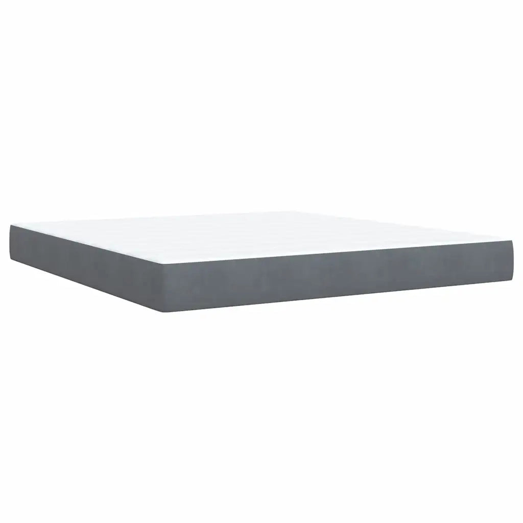 Giroletto a Molle con Materasso Grigio Scuro 180x200 cm Velluto