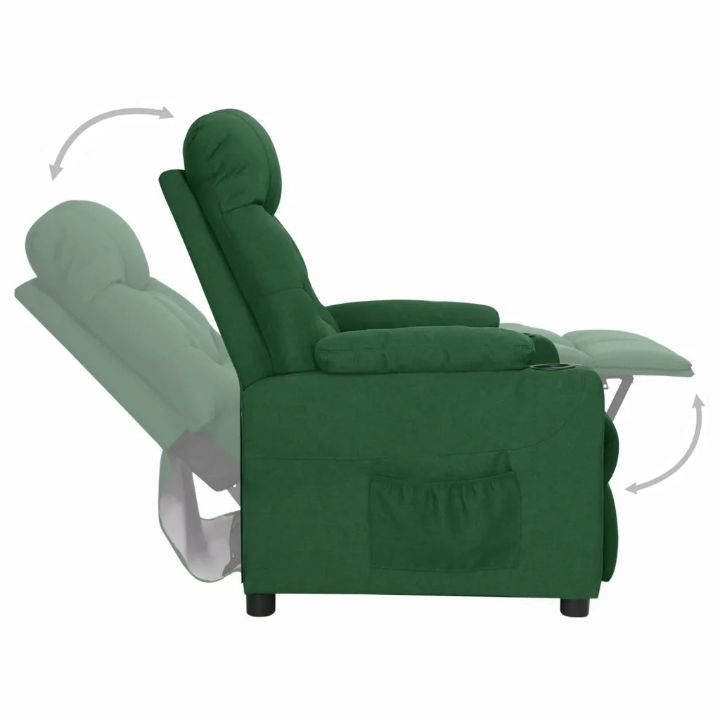Poltrona Reclinabile in Tessuto Verde Scuro 339088