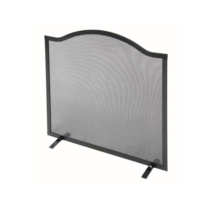 Parascintille per Camino 60x58 cm Bordo Superiore a Onda in Ferro Verniciato Grigio Martellato