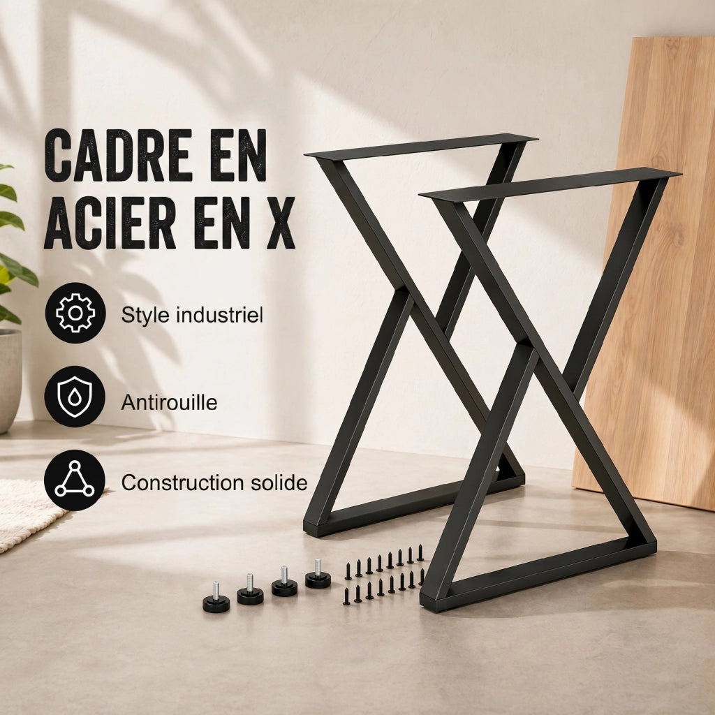 Gambe da Tavolo in Acciaio ¨C Zephmum ¨C Nero 60x72 cm