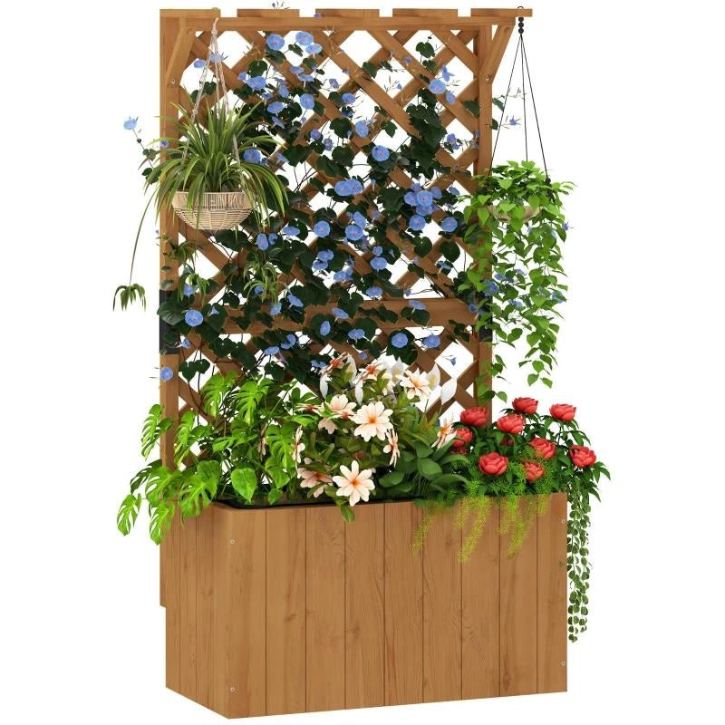 LETTO PER ORTO RIALZATO CON TRALICCIO PER RAMPICANTI E PERGOLA SUPERIORE 64X33X122 CM LEGNO