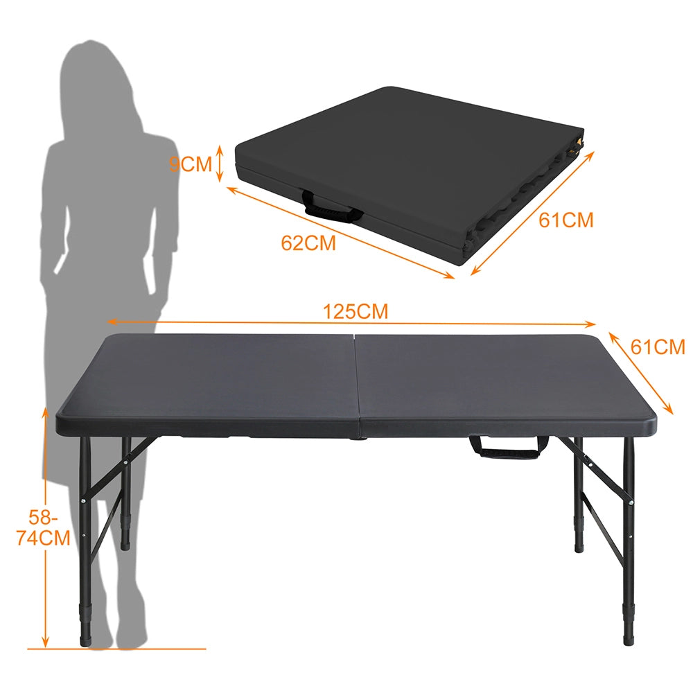 Tavolo-Xylo-125cm pieghevole nero regolabile portatile 135kg