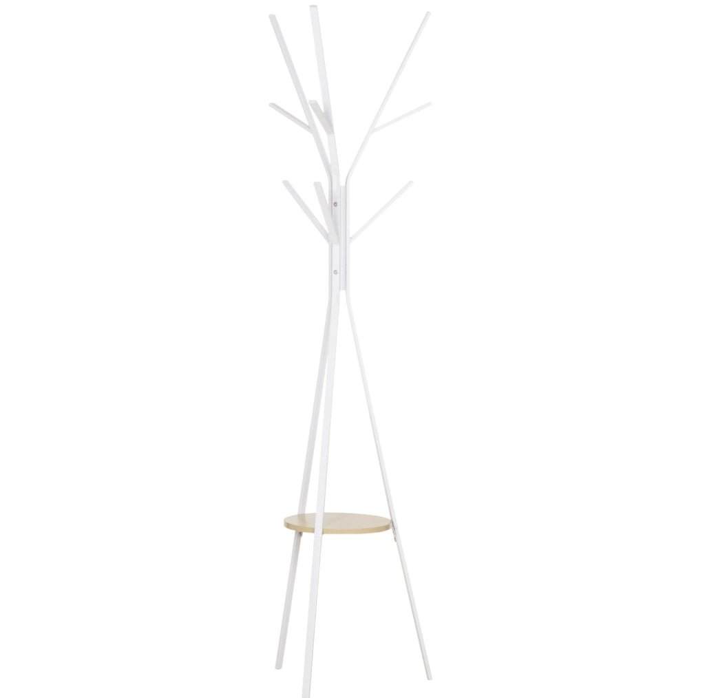 Appendiabiti da terra 45x45x180 cm in metallo bianco con ripiano, da montare