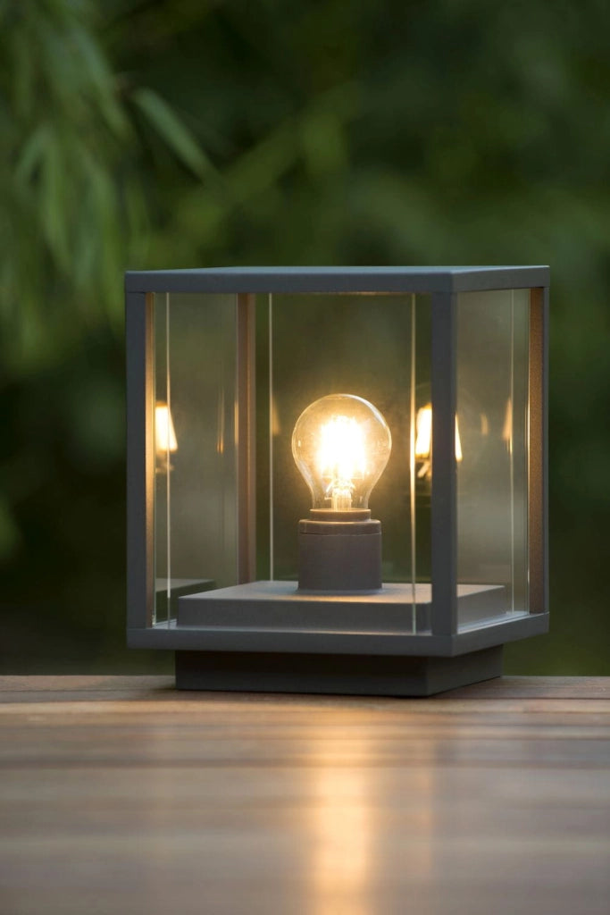 Lampada paletto esterno Lucide Claire E27 IP54 nera vetro