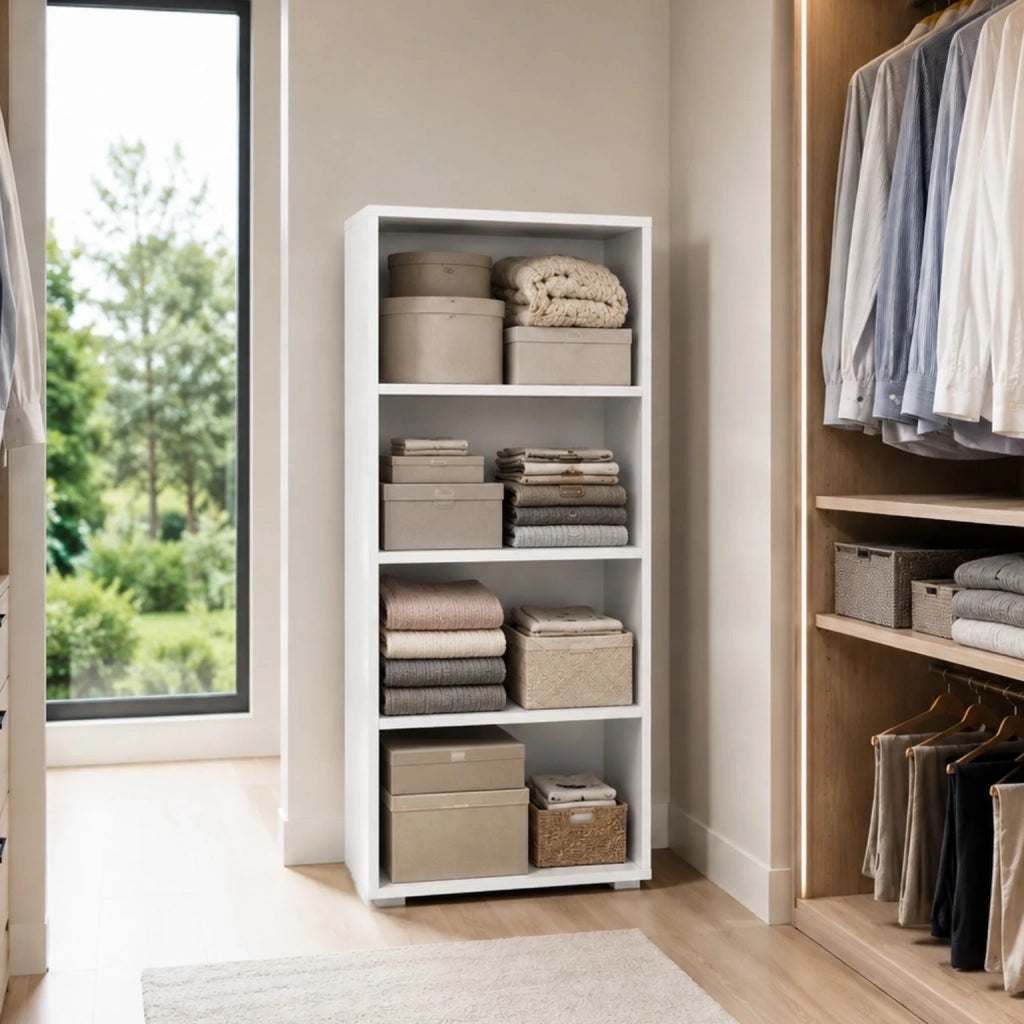 Libreria Bianca Salvaspazio con 3 Ripiani Regolabili | Scaffale Moderno Porta Libri e Raccoglitori | Mobile Libreria Verticale per Soggiorno, Ufficio e Studio 60x30x130 cm