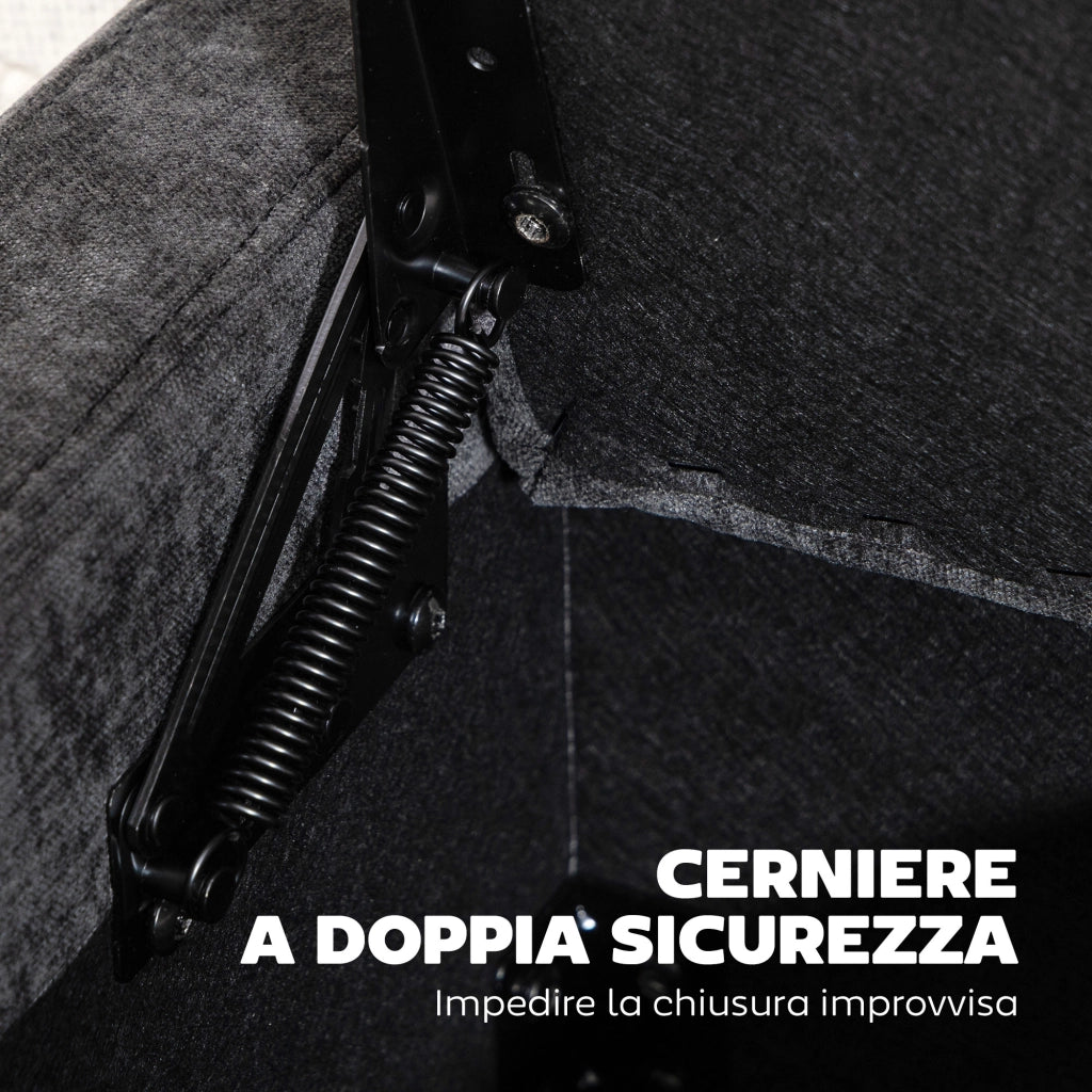 Poltrona Poggiapiedi Contenitore ¨C Zephmum ¨C Grigio Scuro Lino