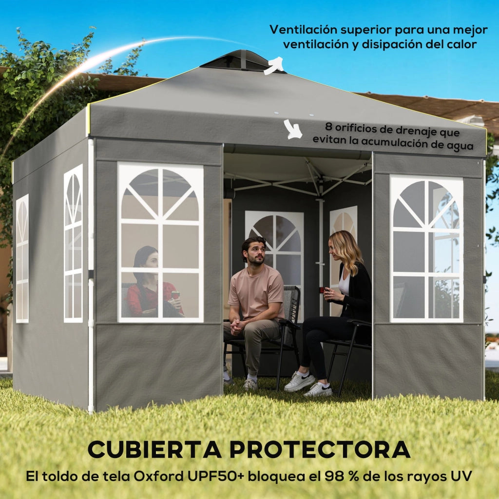 Tenda da giardino pieghevole 3x3 m con UPF50+ ¨C zephmum ¨C grigio scuro