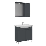 Set mobile lavabo con specchio (2 pezzi) "Purus 80" - 80 x 50 x 83 cm - Antracite opaco