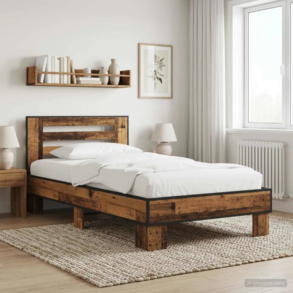 Struttura letto con testata Legno antico 80 x 200 cm 8009103