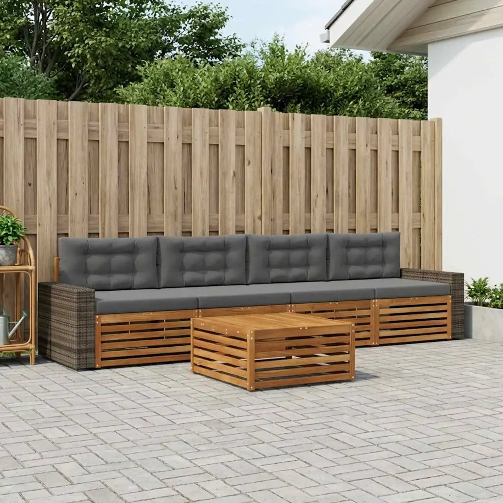 Set di divani da esterno con cuscino 5 pcs Naturale e Antracite 3383010