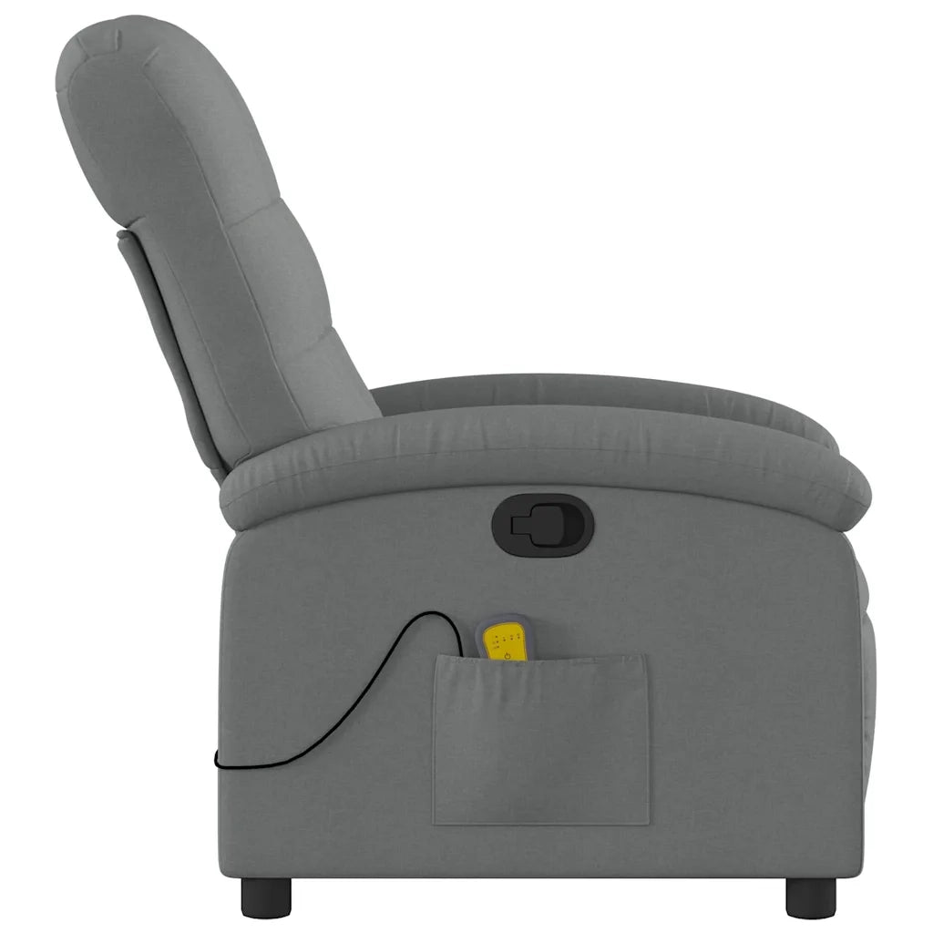 Poltrona Massaggiante Reclinabile Grigio Scuro in Tessuto 371740