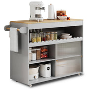 Mobile contenitore con anta scorrevole; ripiani regolabili e piano ribaltabile per cucina 122 x 46(69) x 91 cm grigio