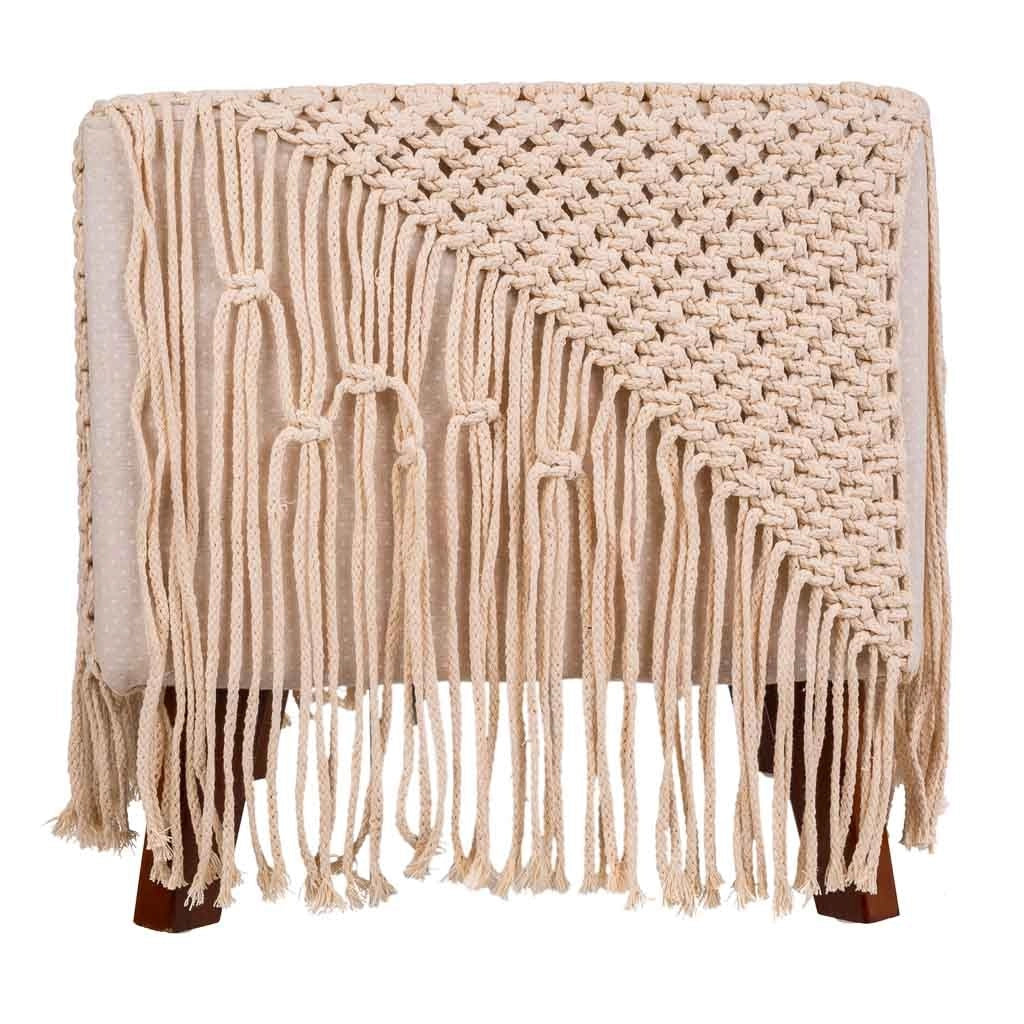 Puf in cotone intrecciato panna 45x45x45h