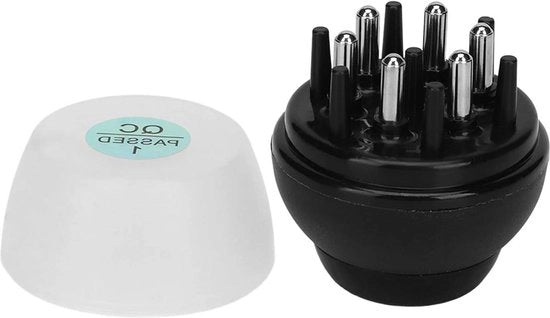 Spazzola applicatrice per capelli - Spazzola radice per trattamento olio capelli - Spazzolino massaggiatore per la cute - Trattamento con olio essenziale - Blu 6 pinze - Bottiglia 1 ml.