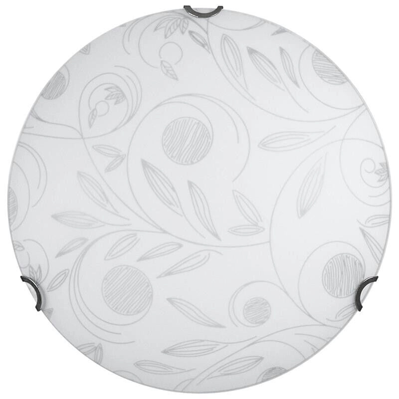 PLAFONIERA CLARA 2XE27 GANCI CROMO VETRO LASTRA BIANCO DECORATO GARDEN Ø40-P.11 CM