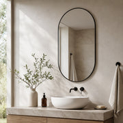 SPECCHIO BAGNO 50x80 cm in Vetro e Metallo Argento, sospensione orizzontale/verticale